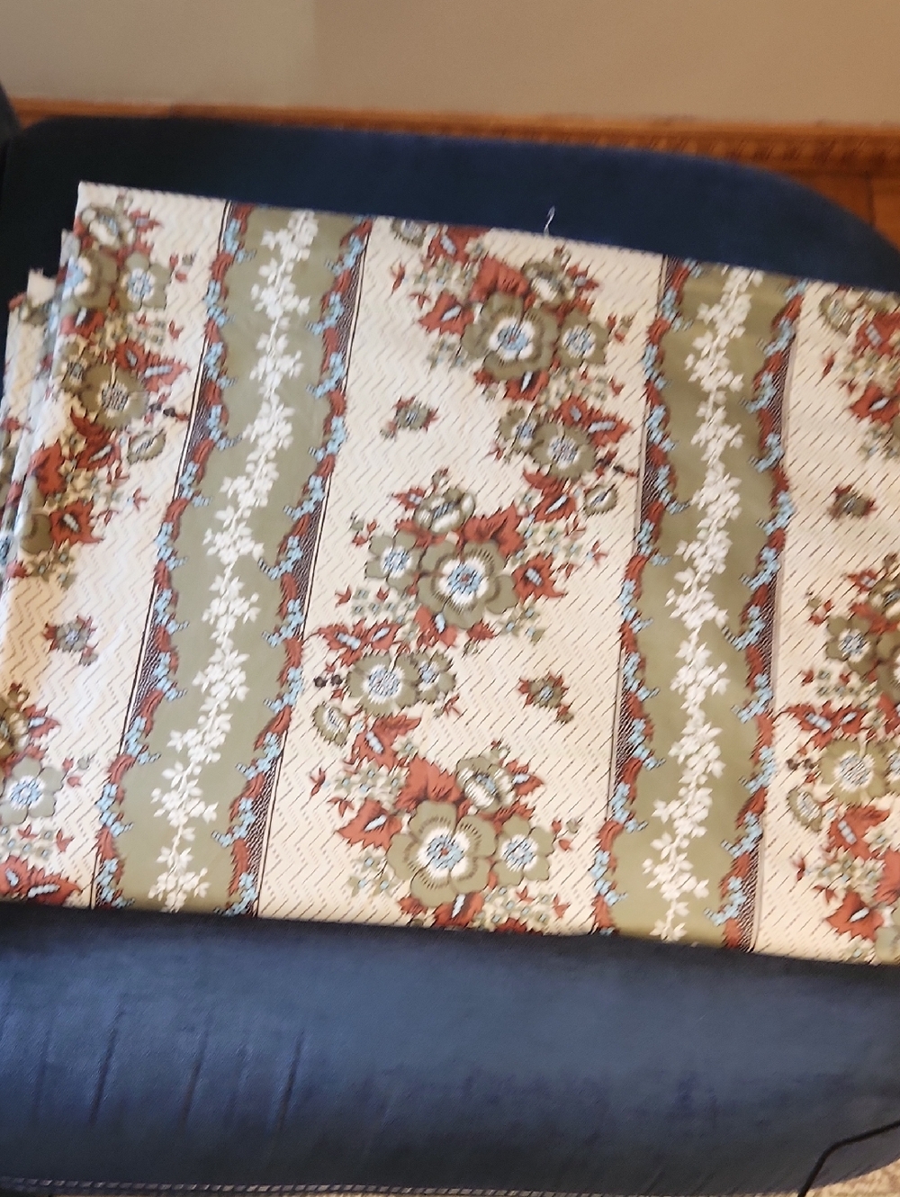 Cohama Vat Vintage "Moselle" Floral Printed Panel in Olive Rust Fabric 4.4 yrds